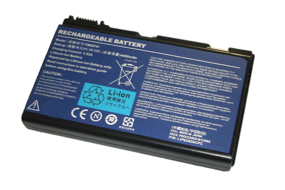 Аккумуляторная батарея для ноутбука Acer TravelMate TM00741 7520 (GRAPE32) 11.1V 5200mAh OEM черная