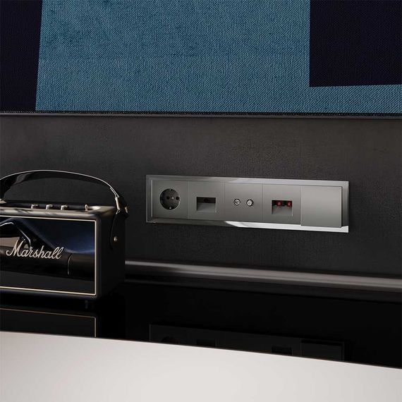 Рамка стеклянная Voltum S70 на 5 постов, (титан, стекло) VLS110506