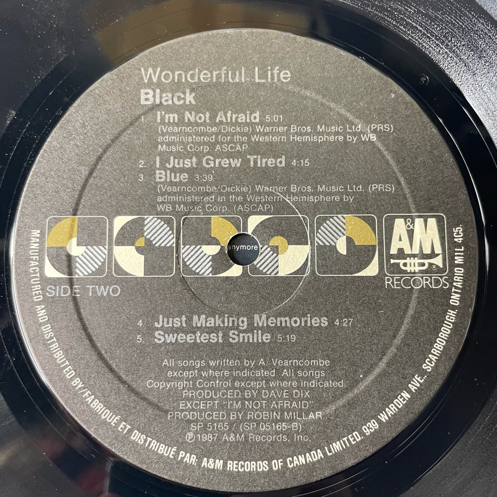 Винтажная виниловая пластинка LP Black Wonderful Life (Канада 1987) Sweetest Smile