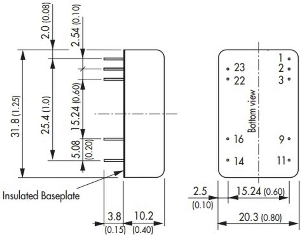 Преобразователь DC-DC модульный TRACO POWER THD 15-2423WIN
