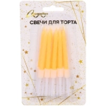Свечи в торт «Радужный блеск» 10 шт. 7.5 См, оранжевый