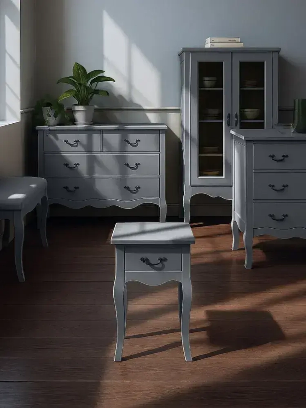 Краска для мебели 800гр без запаха быстросохнущая Aturi Design Classic Лакричная ночь серый графит матовое покрытие; для кухни, дверей, дерева, декора, безопасная, меловая