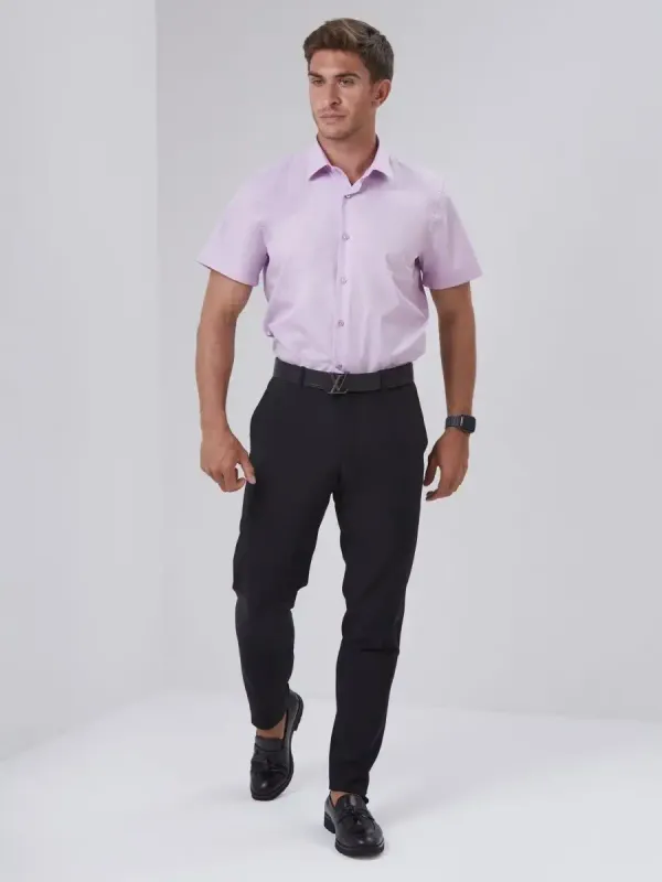 Рубашка приталенная SLIM FIT с коротким рукавом, сиреневая