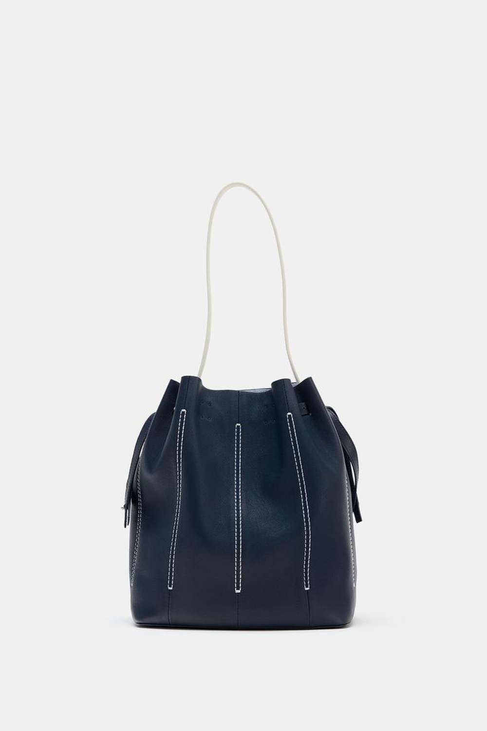 ZARA КОМБИНИРОВАННАЯ КОЖАНАЯ СУМКА, МОРСКОЙ СИНИЙ