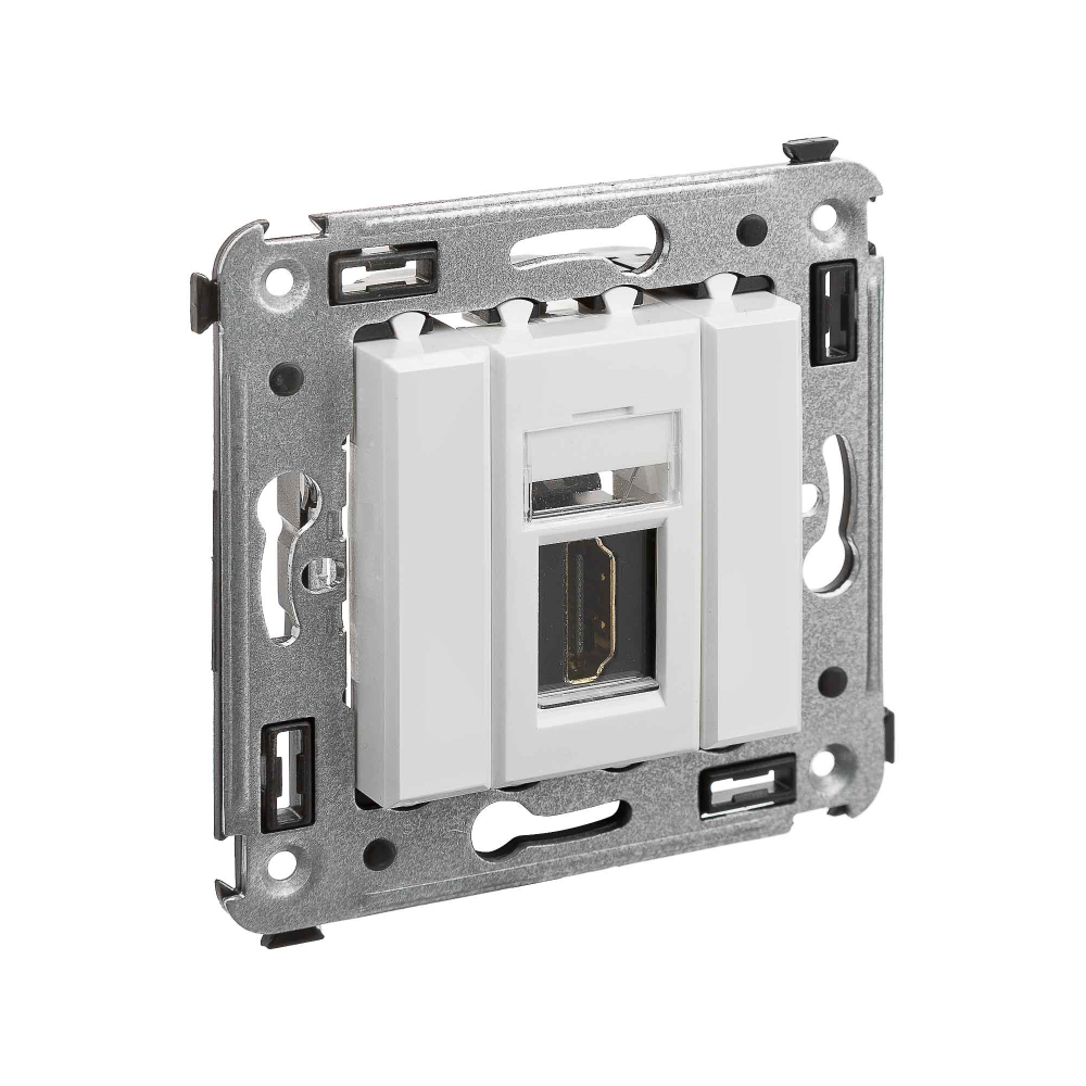 HDMI розетка одинарная в стену, тип А-А, "Avanti", "Белое облако"