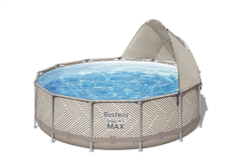 Каркасный бассейн Bestway Steel Pro MAX 396х107 см + фильтр-насос 2006 л/ч, лестница, тент, навес от солнца (561FY BW)