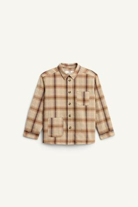 ZARA КУРТКА-РУБАШКА С ВОРОТНИКОМ-СТОЙКОЙ, ТАБАЧНЫЙ