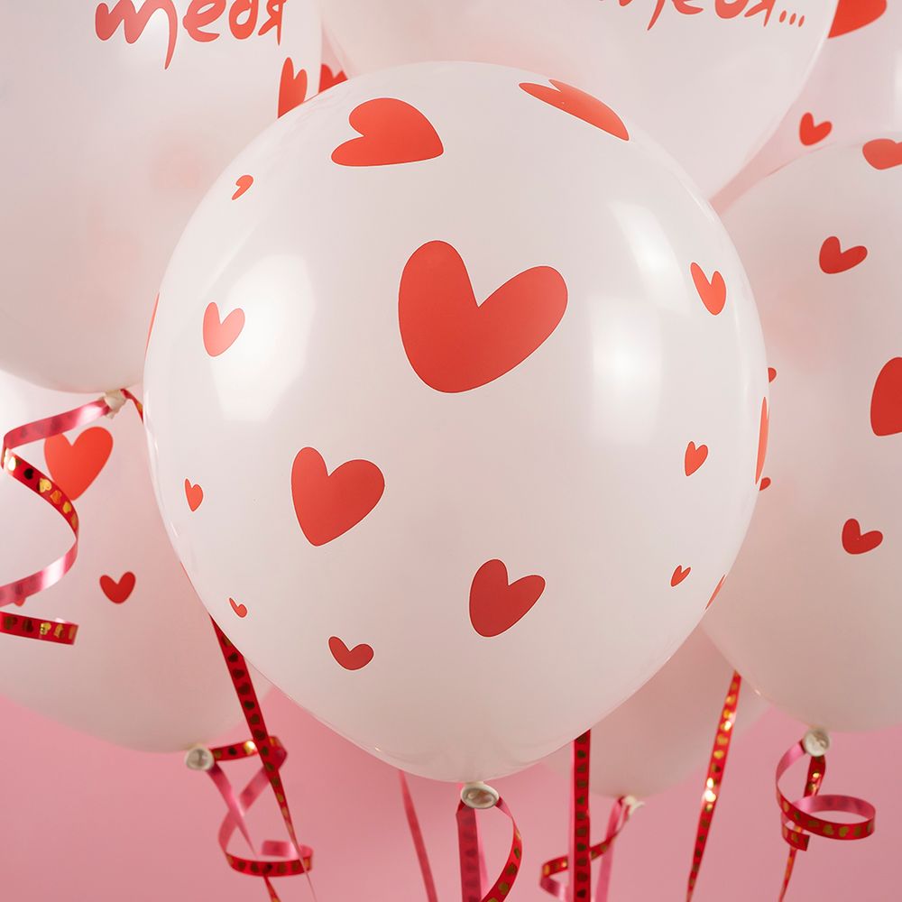 Шар (12''/30 см) Я Тебя Люблю ... (сердечки), Белый (200), пастель, 5 ст, 25 шт.