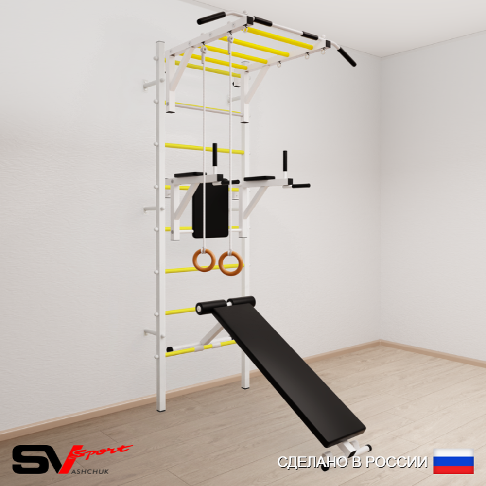 Шведская стенка Sv Sport усиленная 651 (Турник рукоход/Брусья/Скамья/Кольца)