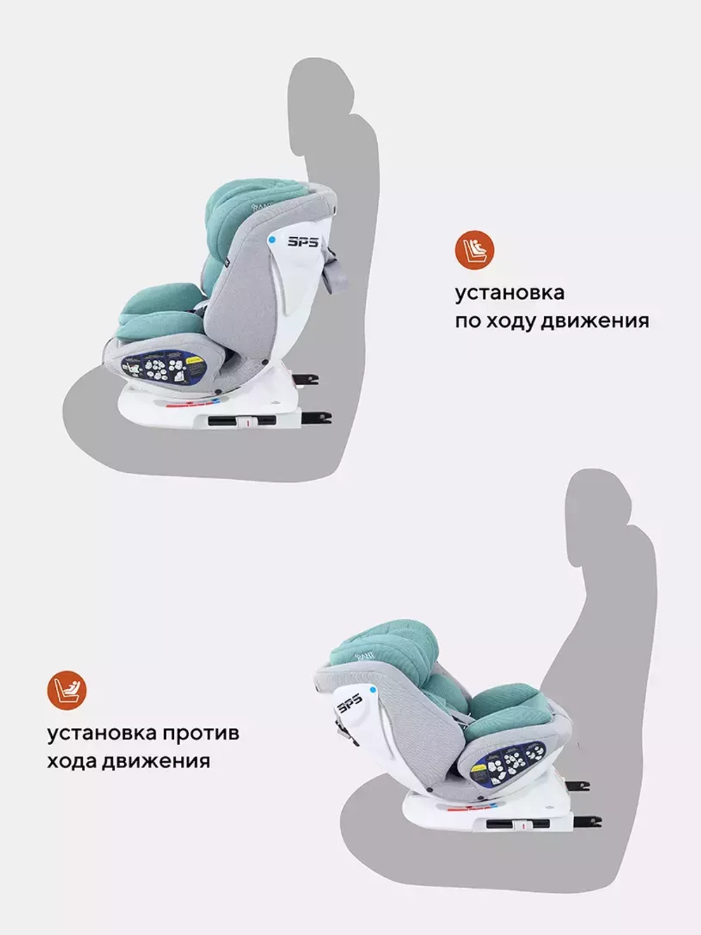 Автокресло Rant Nitro isofix 0/1/2/3 (0-36кг) Grey/Mint