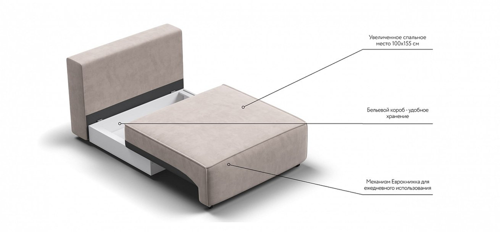 Босс Софт Модуль спальное место Велюр Монолит латте