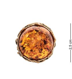 AM-2426 Кольцо «Виноградная Лоза» (латунь, янтарь)