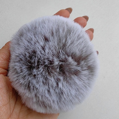 Помпон из искусственного меха "Мелированный серый" d=9 см