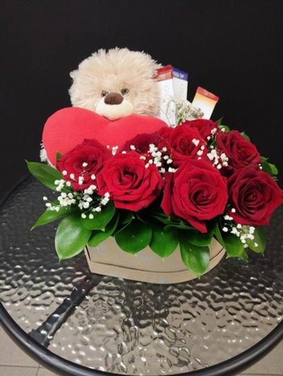 Композиция сердце с мишкой