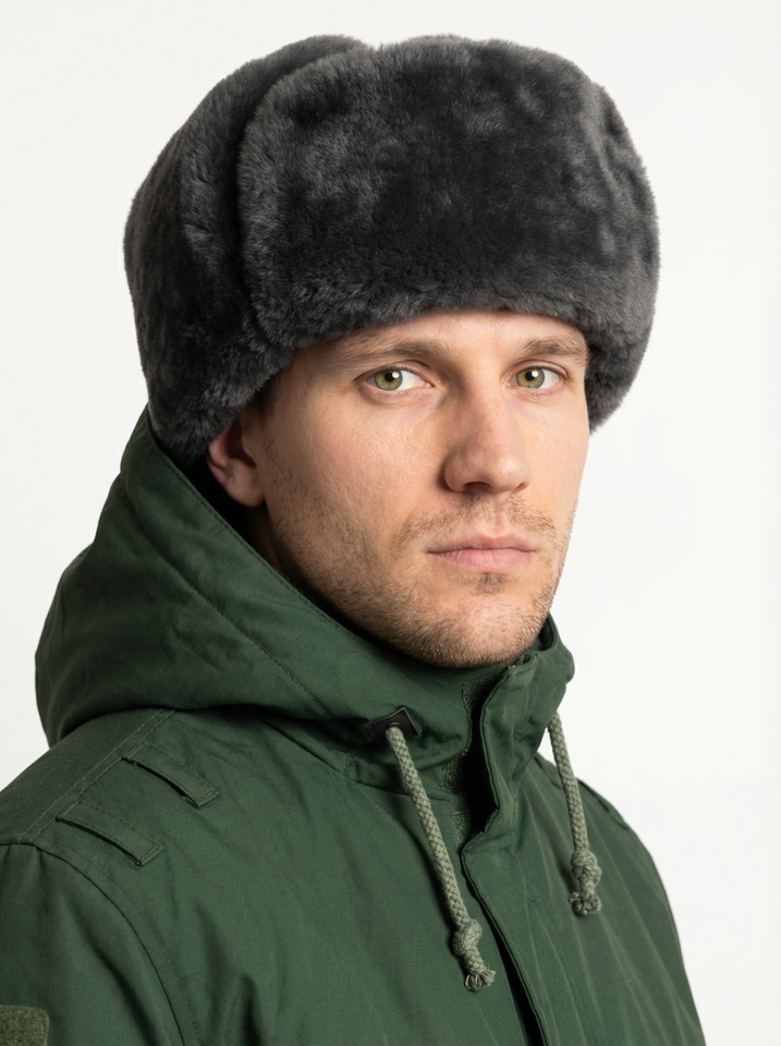 Шапка-ушанка МО натуральный мех (верх сукно) (А)
