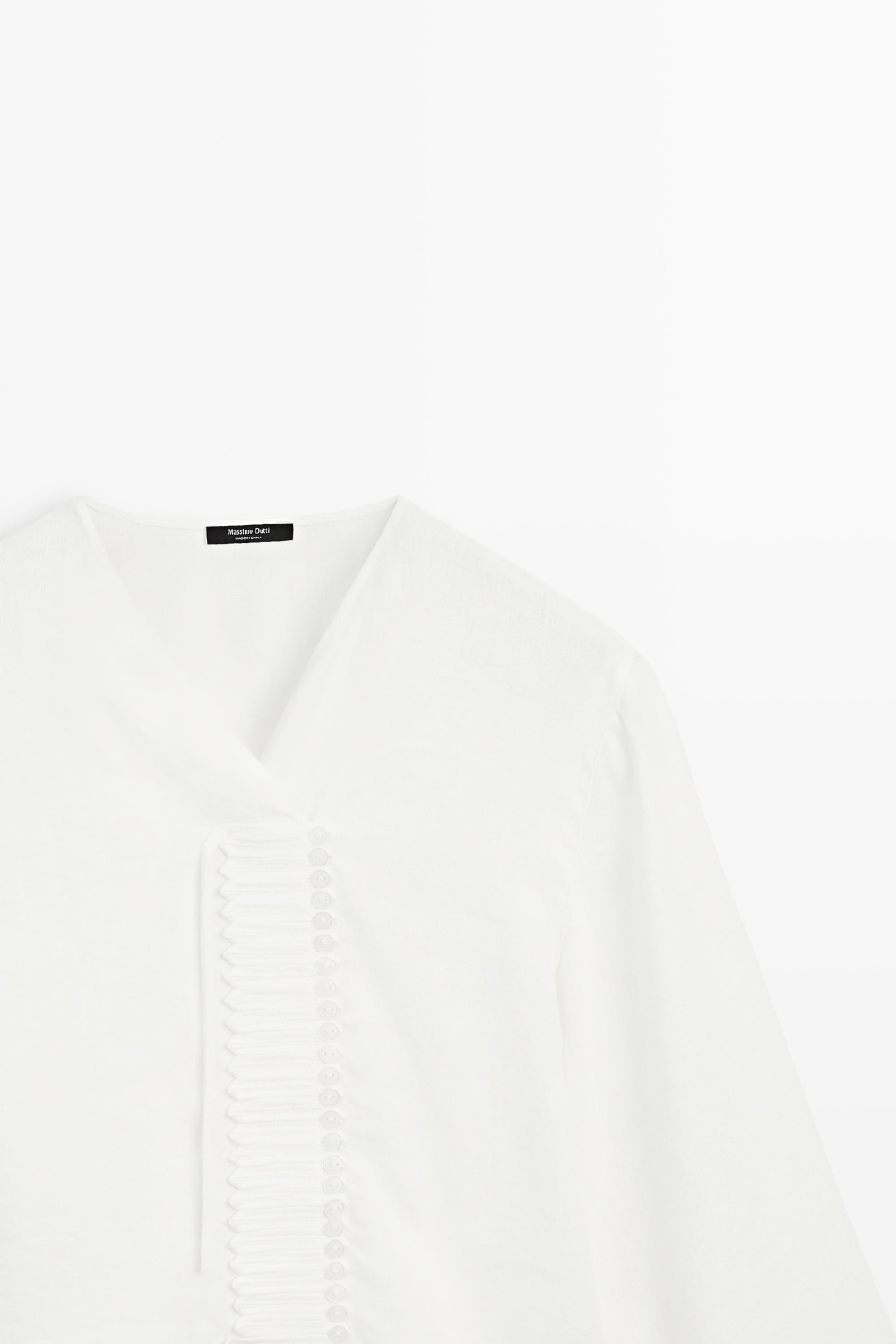 Massimo Dutti Блуза из льняной ткани с пуговицами, белый