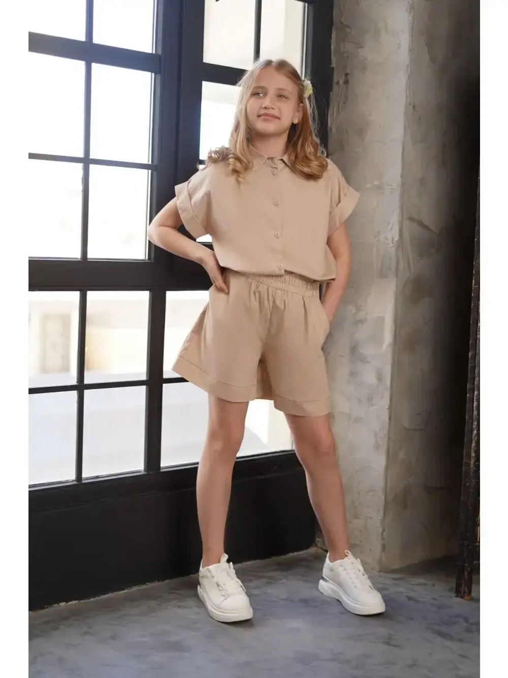 Костюм для девочки летний шорты рубашка