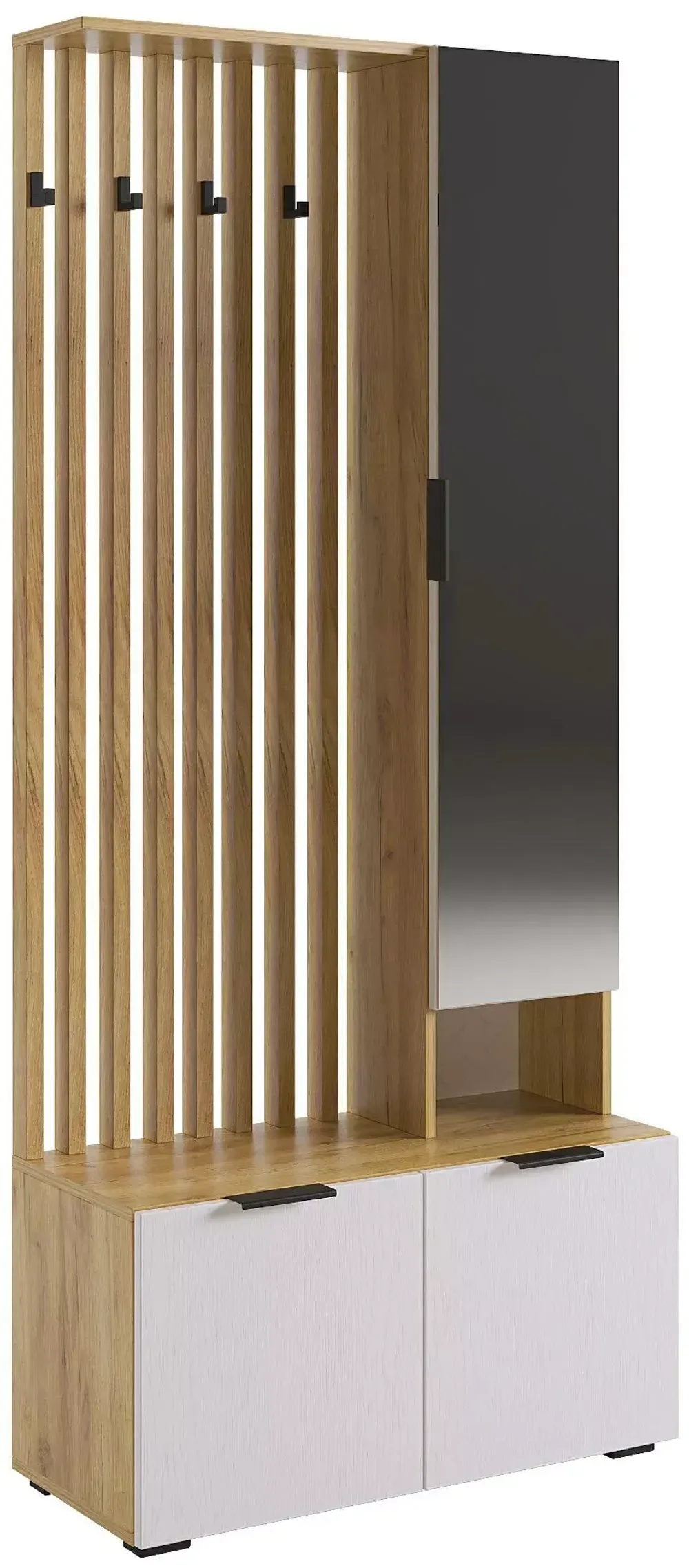 Прихожая Бери (Дуб крафт золотой/Белое дерево) 1600*350*1826 Мебельсон