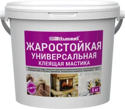 Мастика жаростойкая универсальная клеящая 1,5 кг Bitumast / клей для плитки, камня, кирпича