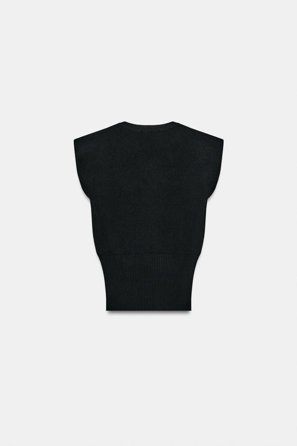 ZARA ТРИКОТАЖНЫЙ ТОП С ПОДПЛЕЧНИКАМИ, ЧЕРНЫЙ