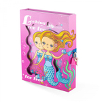 Блокнот в футляре, 14,5 см * 20,5 см, 7БЦ, Alingar, ламинация, замочек, вн.блок с дизайном, в линию, 45 л., "Русалочка с рыбками"