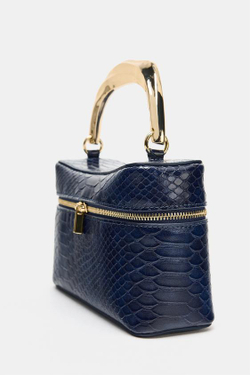 ZARA СУМКА-КЕЙС С РЕЛЬЕФНЫМ УЗОРОМ, МОРСКОЙ СИНИЙ
