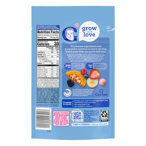 Gerber, Fruit & Veggie Melts®, снек для детей от 8 месяцев, ягодная смесь, 28 г (1 унция)