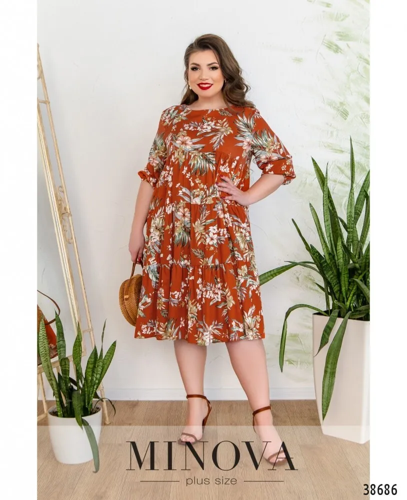 Платье 8614-1Б-кирпичный Minova