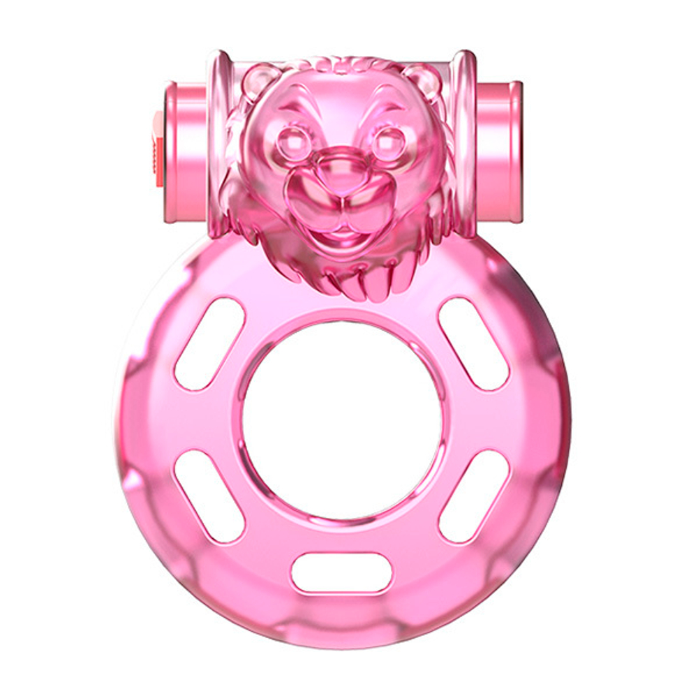 Розовое эрекционное виброкольцо 3,5х4,5см Baile Pink Bear BI-010084A