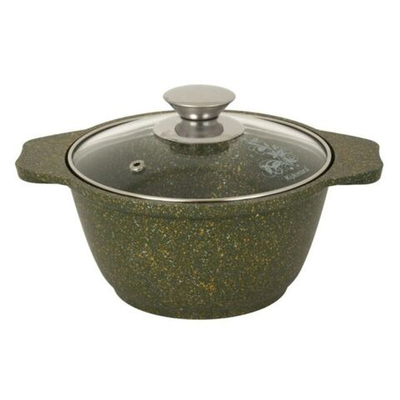 Кастрюля алюминий, антиприг, 1 л, с крыш, крышка стекло, Kukmara, Trendy style, к11tsml, малахит