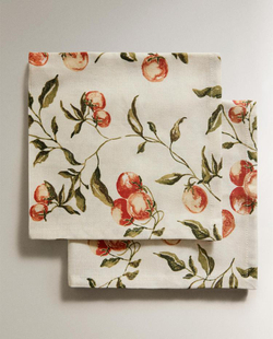 ZARA HOME САЛФЕТКИ С ПРИНТОМ «ТОМАТЫ» (НАБОР ИЗ 2 ШТ.), ПЕСОЧНЫЙ