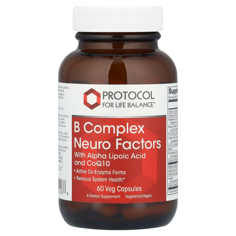 Protocol for Life Balance, B Complex Neuro Factors, 60 растительных капсул