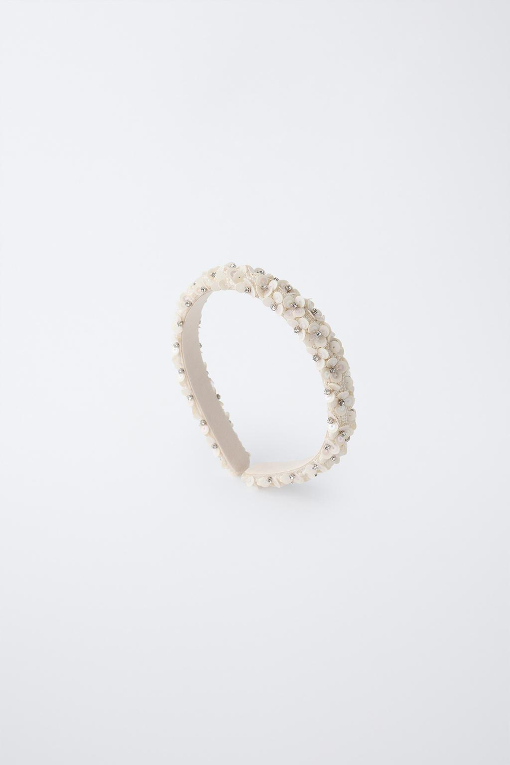 ZARA ОБОДОК С КОНТРАСТНЫМИ ДЕТАЛЯМИ "ЦВЕТЫ", ЭКРЮ