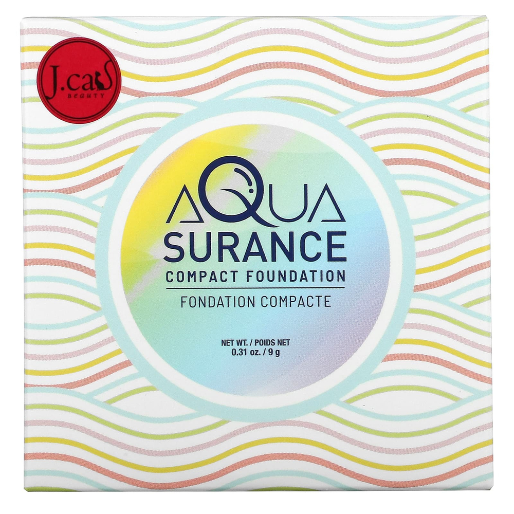 J.Cat Beauty, Aquasurance компактный тональный крем, ACF102A светлый бежевый, 9 г (0,31 унции)