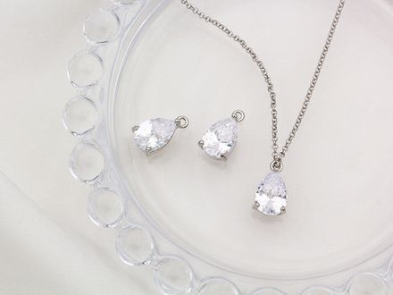 Подвеска "Капля" 13мм, с кристаллом