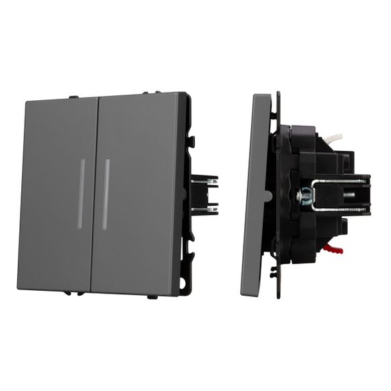 Механизм выключателя двухклавишный непроходной LED SWT-NOBE-MK02-SFPL-L-GR (230V, 10A) Arlight 054266