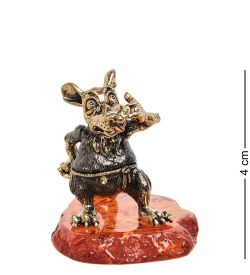 Народные промыслы AM-1846 Фигурка «Крыс с рогаткой» (латунь, янтарь)