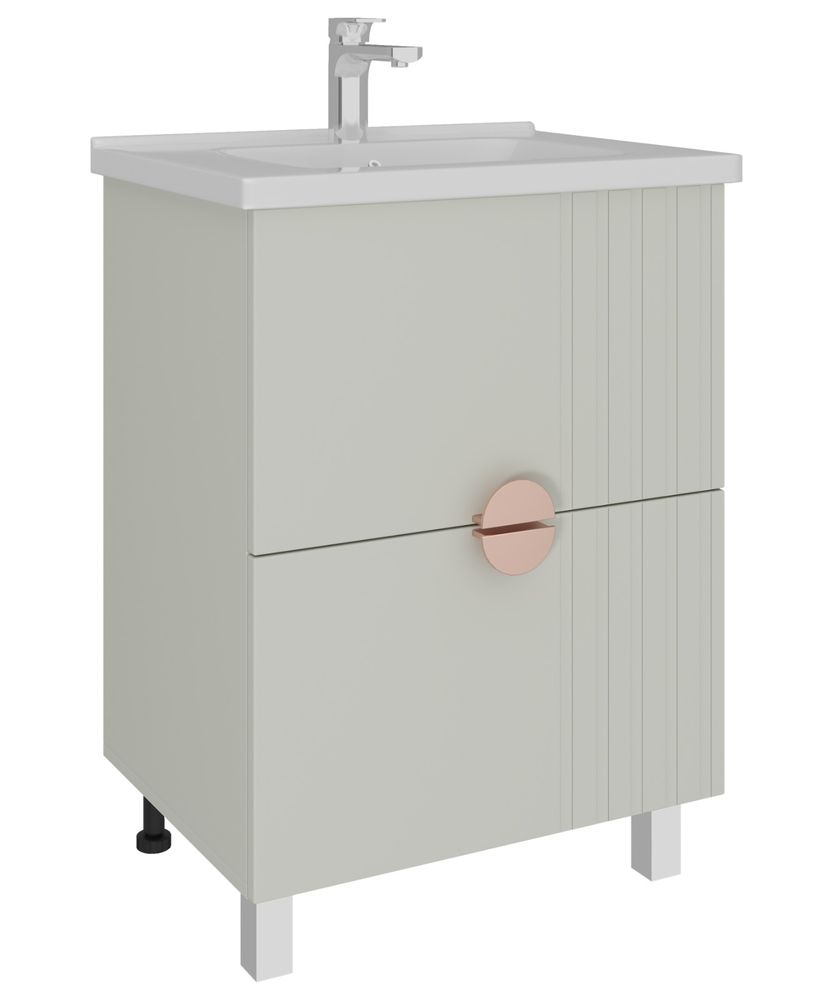 AVK6. Тумба напольная, 2 Ящика, 800, коллекция (Анна, Cersanit Como, Белый снег, Крем-брюле JS9052-28 мат., НД)