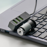 Автомобильное зарядное устройство 1 USB + 3 USB, 35Вт, 7А, QC, графит