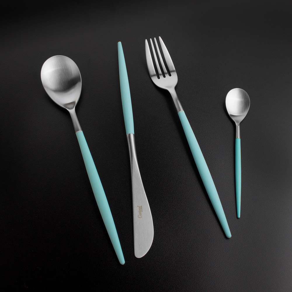 Набор столовых приборов на 6 персон 24 предмета Cutipol Mio matte turquiose в подарочной упаковке