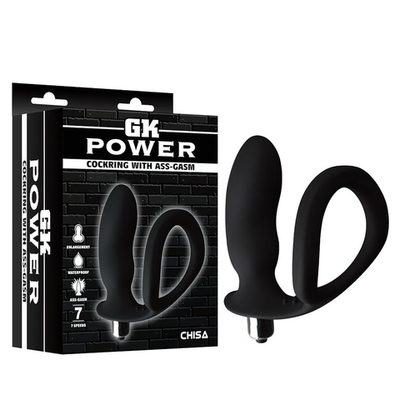 Анальная пробка с вибрацией и с эрекционным кольцом Cockring With Ass-gasm (Цвет: черный)
