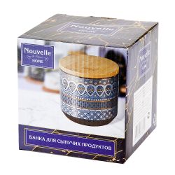 Банка для сыпучих продуктов (с бамбуковой крышкой) "Чайхана" d=10см. h=9,5см. v=500мл.