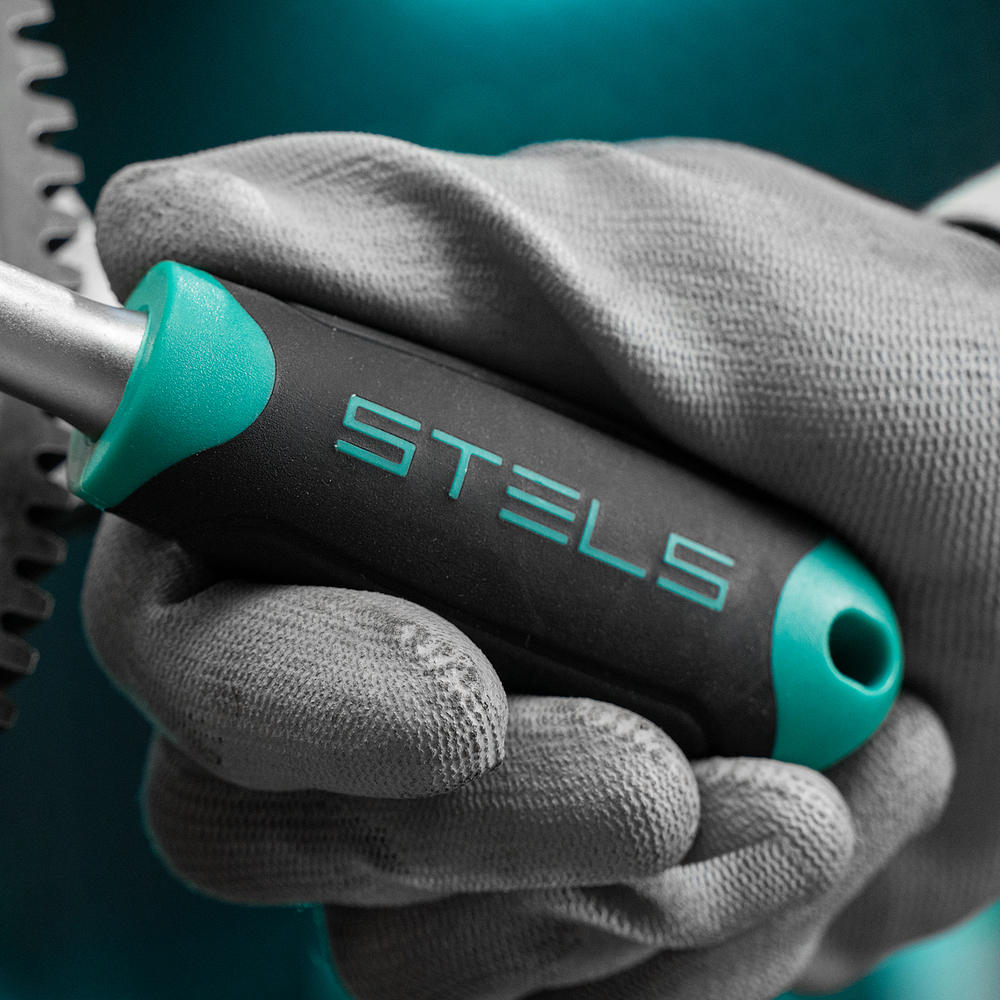 Ключ-трещотка 3/8", CrV, 72 зуба, с быстрым сбросом, матовый хром Stels