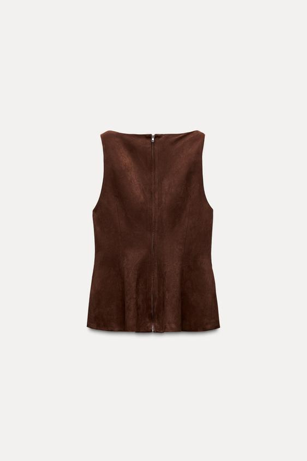 ZARA ТОП ИЗ ИСКУССТВЕННОЙ ЗАМШИ, КОРИЧНЕВЫЙ