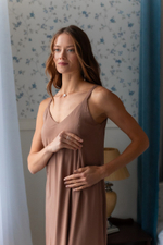 Платье-комбинация с разрезом для беременных и кормящих, Мокко