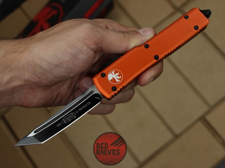 Нож Microtech Ultratech T/E - оранжевая рукоять, танто черный клинок RK-365