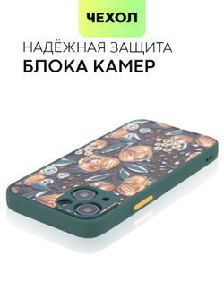 Чехол BROSCORP для Apple iPhone 13 mini оптом (арт. IP13MINI-ST-TPU-DARKGREEN-PRINT)