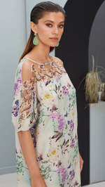 Очаровательная сорочка с цветочным рисунком (Размер: L) (Цвет: молочный)