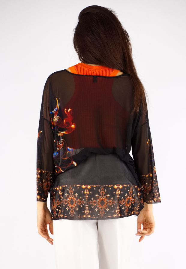 Туника из сетки "Загадки скифов", принт по мотивам скифских татуировок