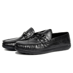 Bansley Top Grain Cow Leather Gommino Loafers Men"s Black